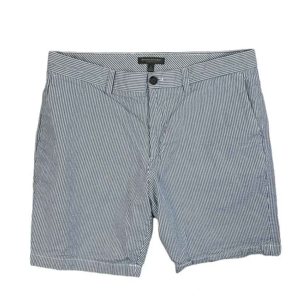 SH217 Men’s Banana Republic Seersucker Striped AIDEN Chino Shorts 34